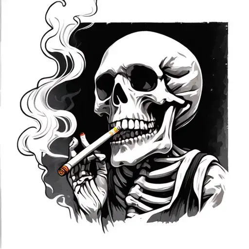 Skeleton Smoking Cigarette