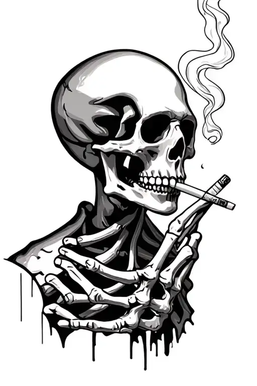 Skeleton Smoking Cigarette