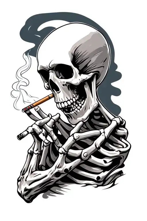 Skeleton Smoking Cigarette