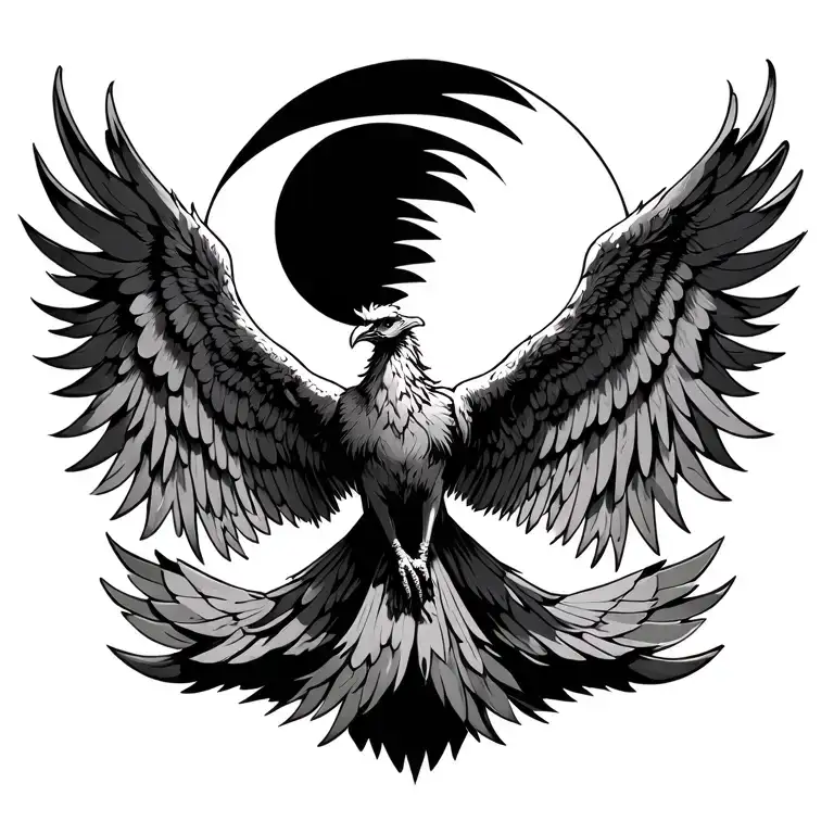 Phoenix Soaring Sun Rising Phoenix Wings Spread