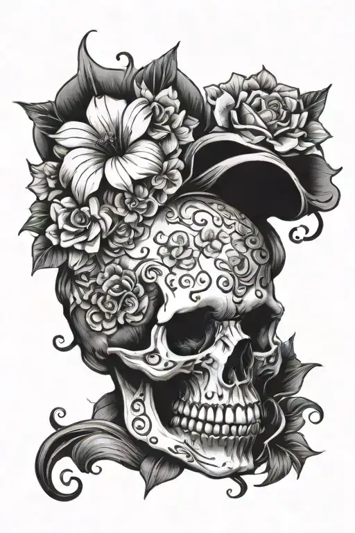 Skull And Flowers