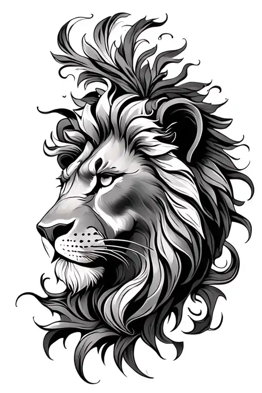 Fleur Lion Face Surrounded