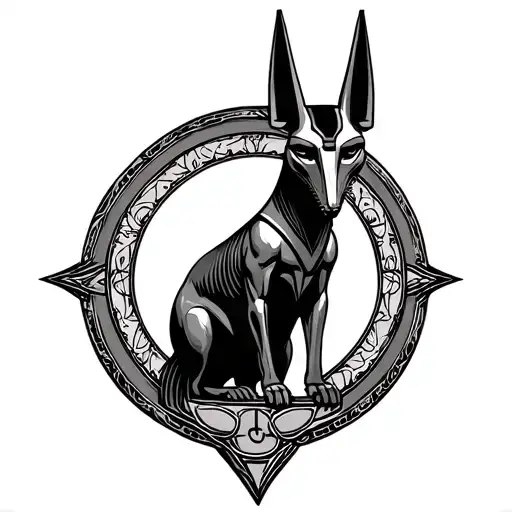 Anubis In A Circle With The Balance Symbol