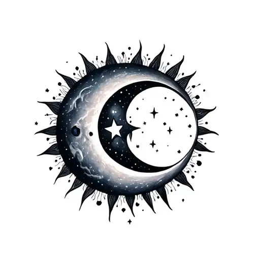 Sun Moon Stars Surrounding Galaxy