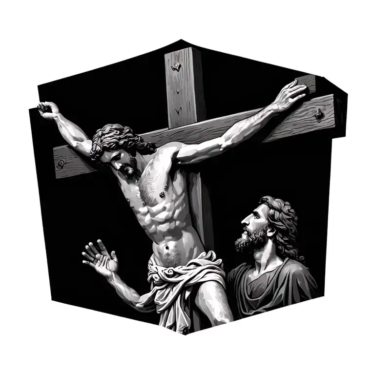 Man Looking At Jesus On The Cross