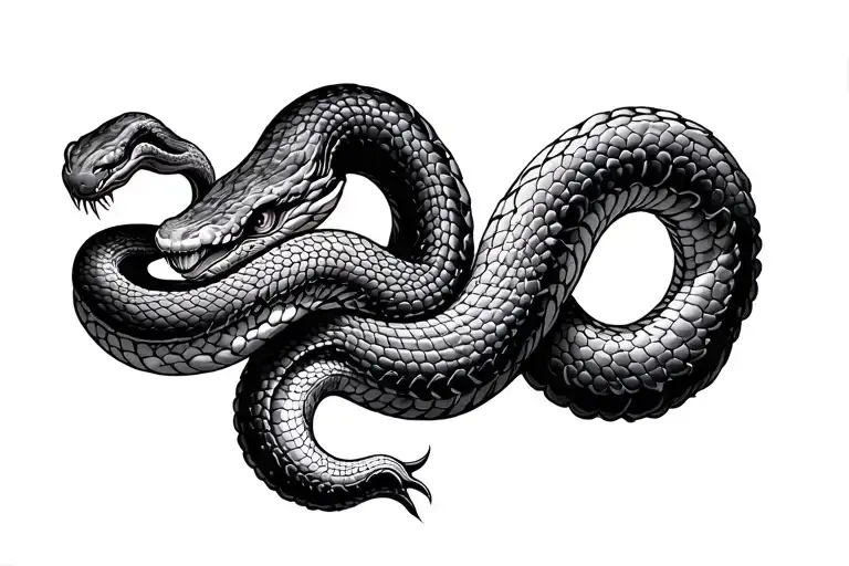 Mythical Snake In A Water Color Style