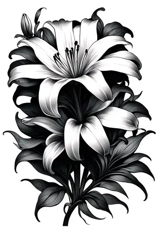 Negative Shaded Spider Lily Flower