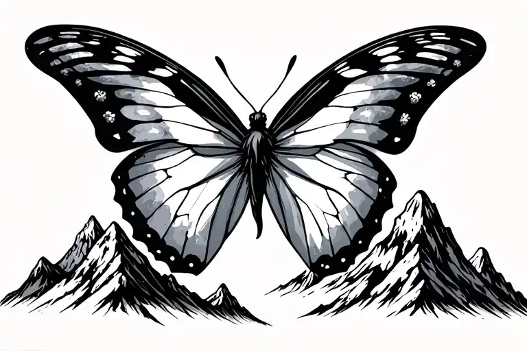 Minimalist Butterfly And Mountain