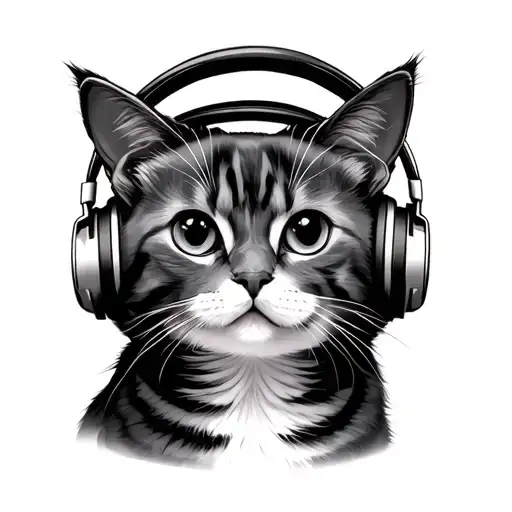 Cute Cat Wearing Headphones