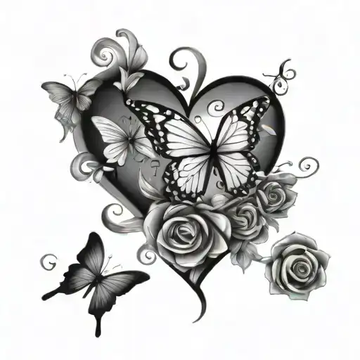 Name With Hearts And Butterflies Fluttering