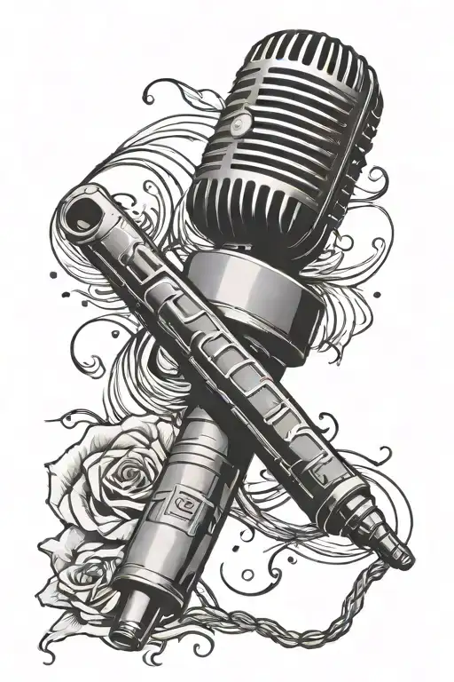 Microphone Attached To A Knife By The Cord Connected