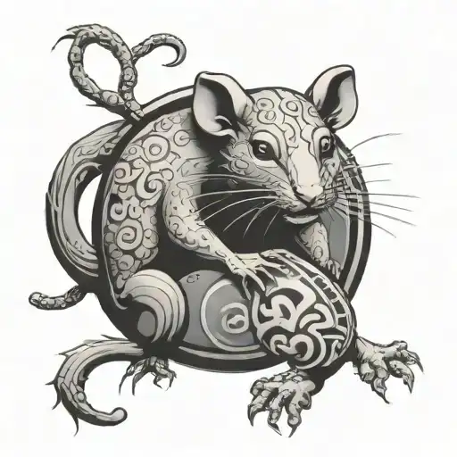 Cancer Zodiac Sign And Chinese Zodiac Rat Playing