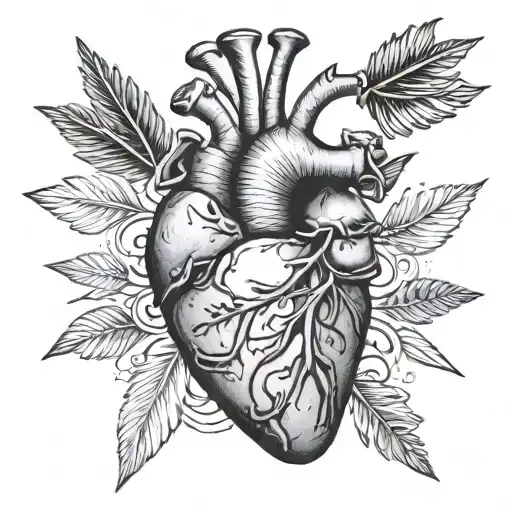 Anatomical Heart With 3 Arrows Crossed