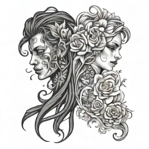 Couple Tattoo Design Combining Elements