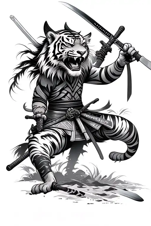 Korean Tiger With Seven Samurai Movie Poster Swords And Korean Goblin