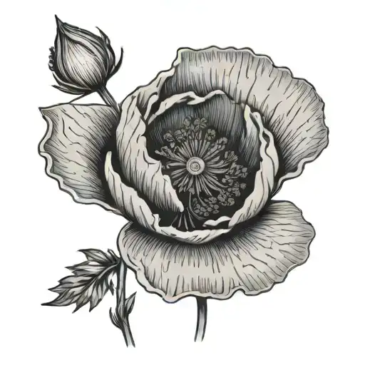 Traitional American Tattooo Poppy Flower