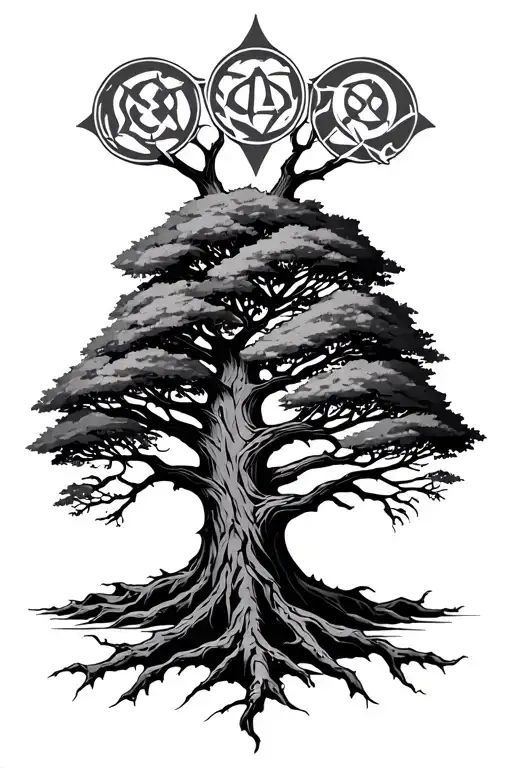 Simplistic Nordic Viking Tree With Runes That Symbolize Strength And Compassion