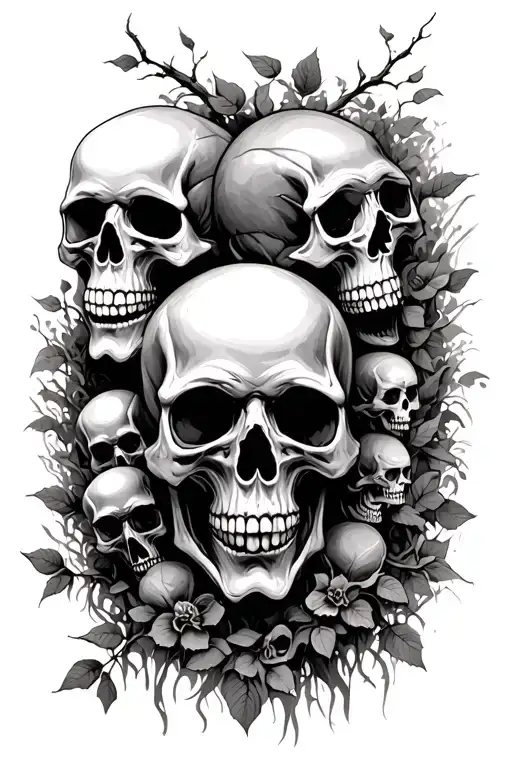 Graveyard Scene Featuring Skulls