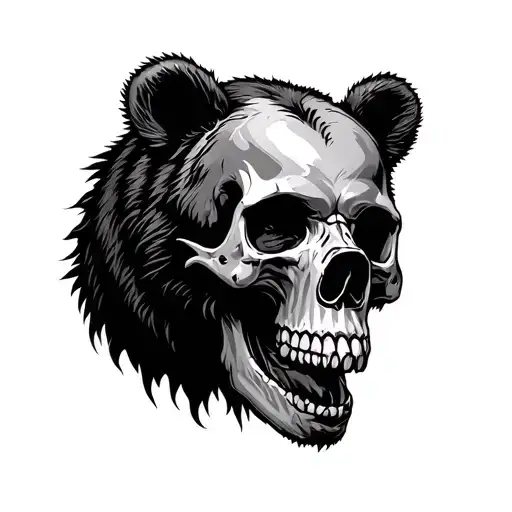 Skull And Bear Head