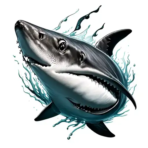 Black And Grey Whale Shark With Water