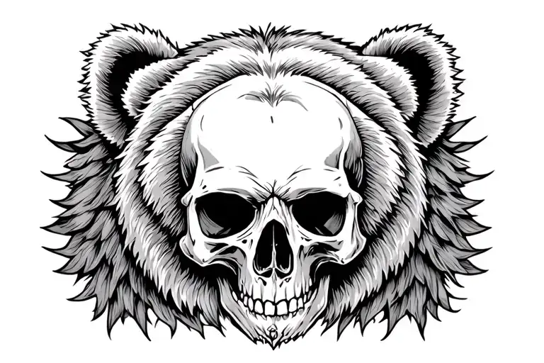 Skull And Bear Head