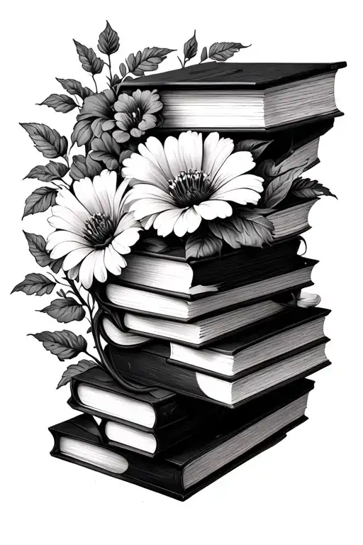 Letters Floating With Books And Flowers Blooming