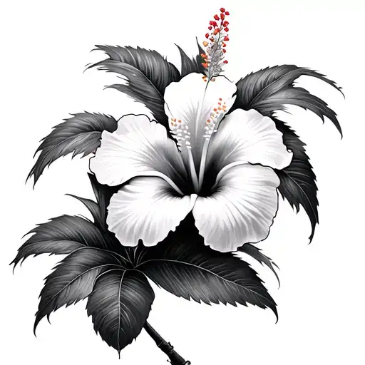 Hibiscus Flower Palm Tree