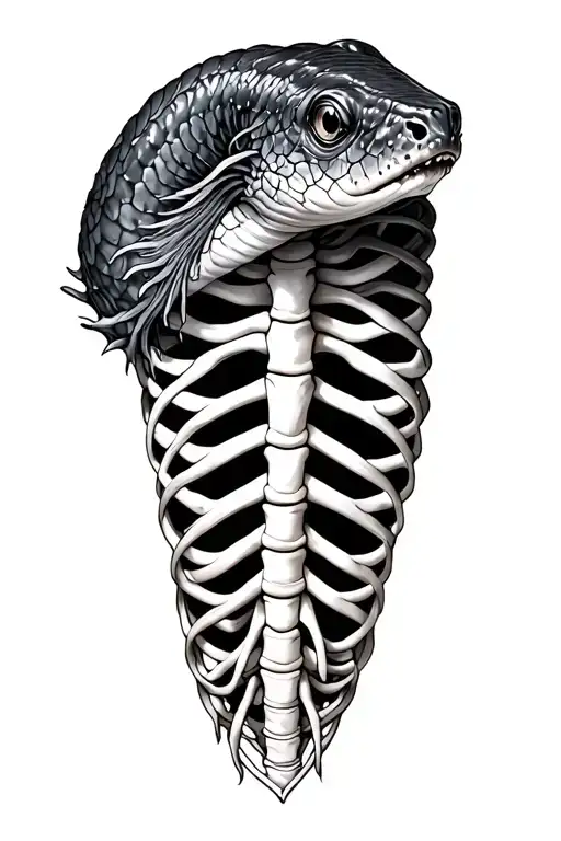 Moray Eel Wrapped Around Rib Cage