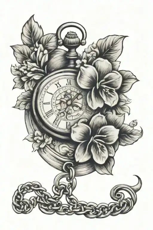 Old Pocket Watch With Violets