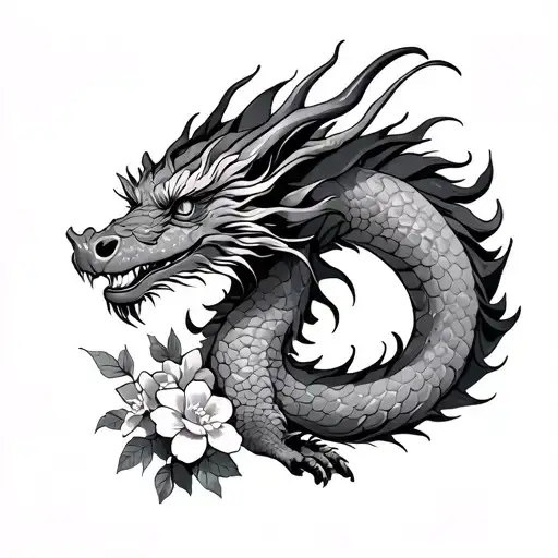 Dragon With Flowers