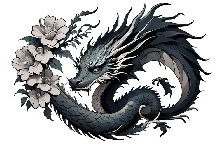 Dragon With Flowers