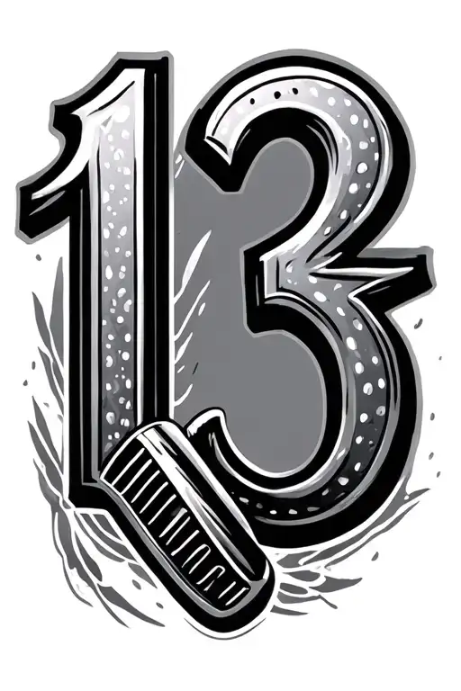 Number 13 Designed With Golf Club Snd Fidhing Hooks