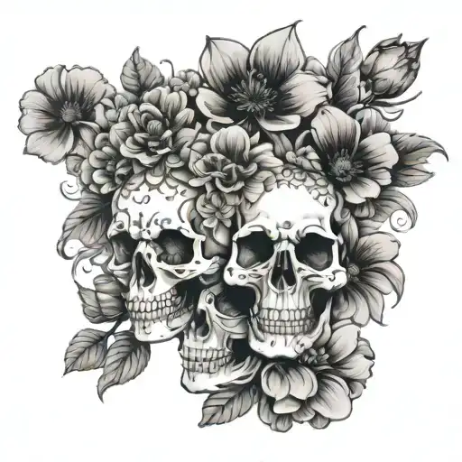 Skulls And Cosmos Flower