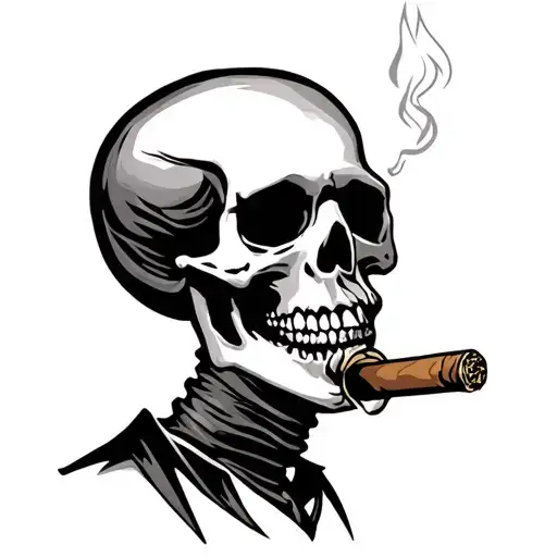 Firefight Skeleton Smoking A Cigar With A Mustache