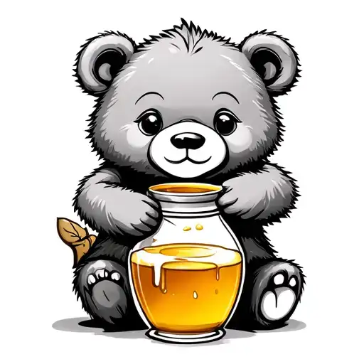 Cute Bear With Honey Pot