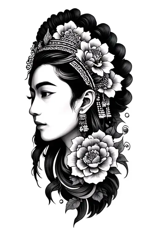 Heavy Black Ink Japanese Inspired Tattoo Indian