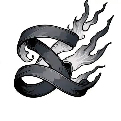 Ribbon With Ice And Fire Flames