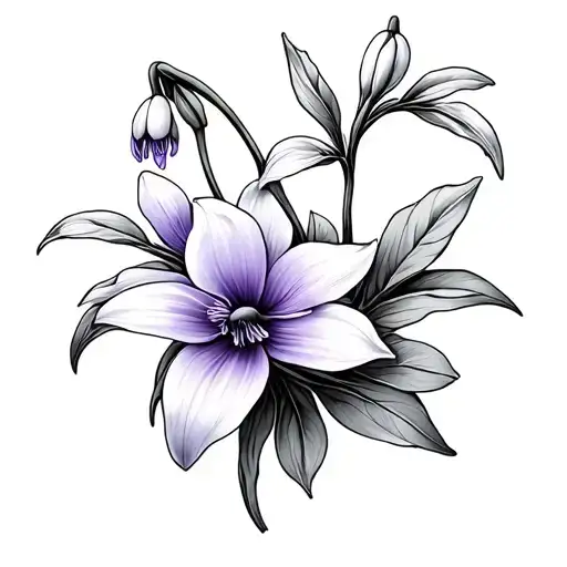 Snowdrop And Violet Flower Intertwined