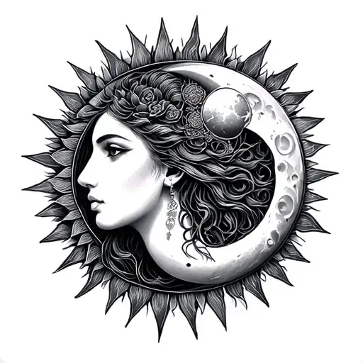 Goddess Sun Moon Night Life