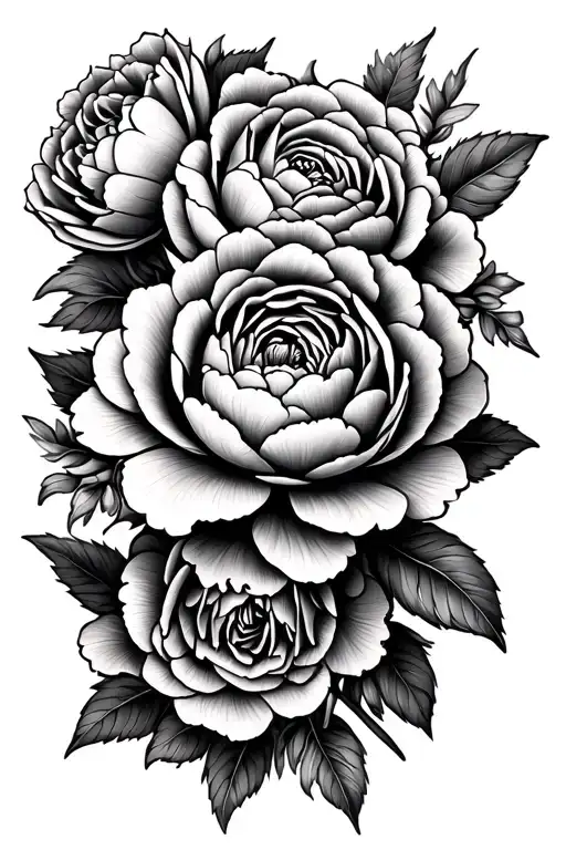 Peony Roses And Mandala Design Incorporating