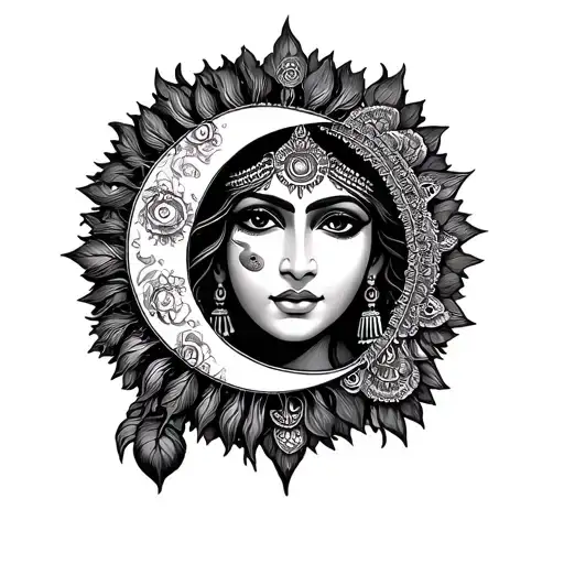 Indian Goddess Sun Moon Night Life