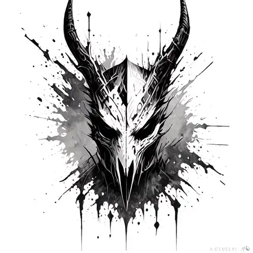 Skyrim Themed Tattoo In Trash Polka Style