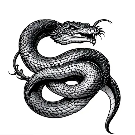 Japenese Style Serpent Wrapped Around Forearm