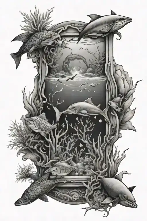 Underwater World With Bar Forming The Shape