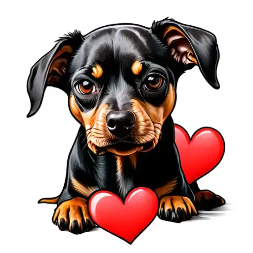 Angry Pinscher And With A Heart