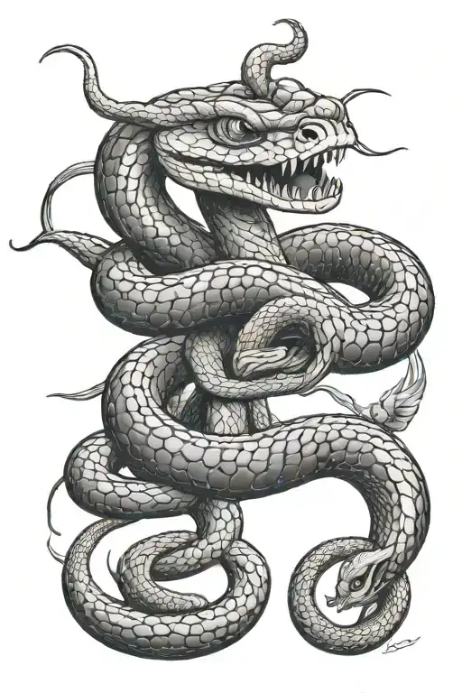 Snake Eating Itself With Phoneix Bird In The Center