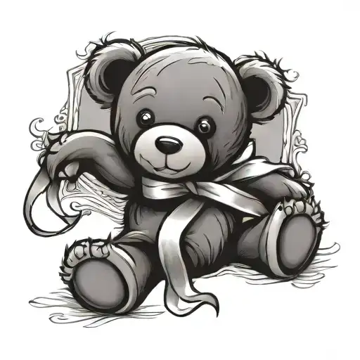 Teddy Bear Cancer Ribbon