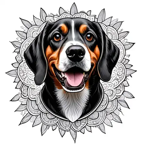 Beagle Smiling In Mandala