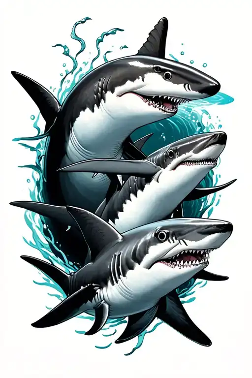 Shark Swimming Together