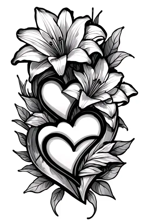 4 Star Gazer Lilles With 2 Hearts